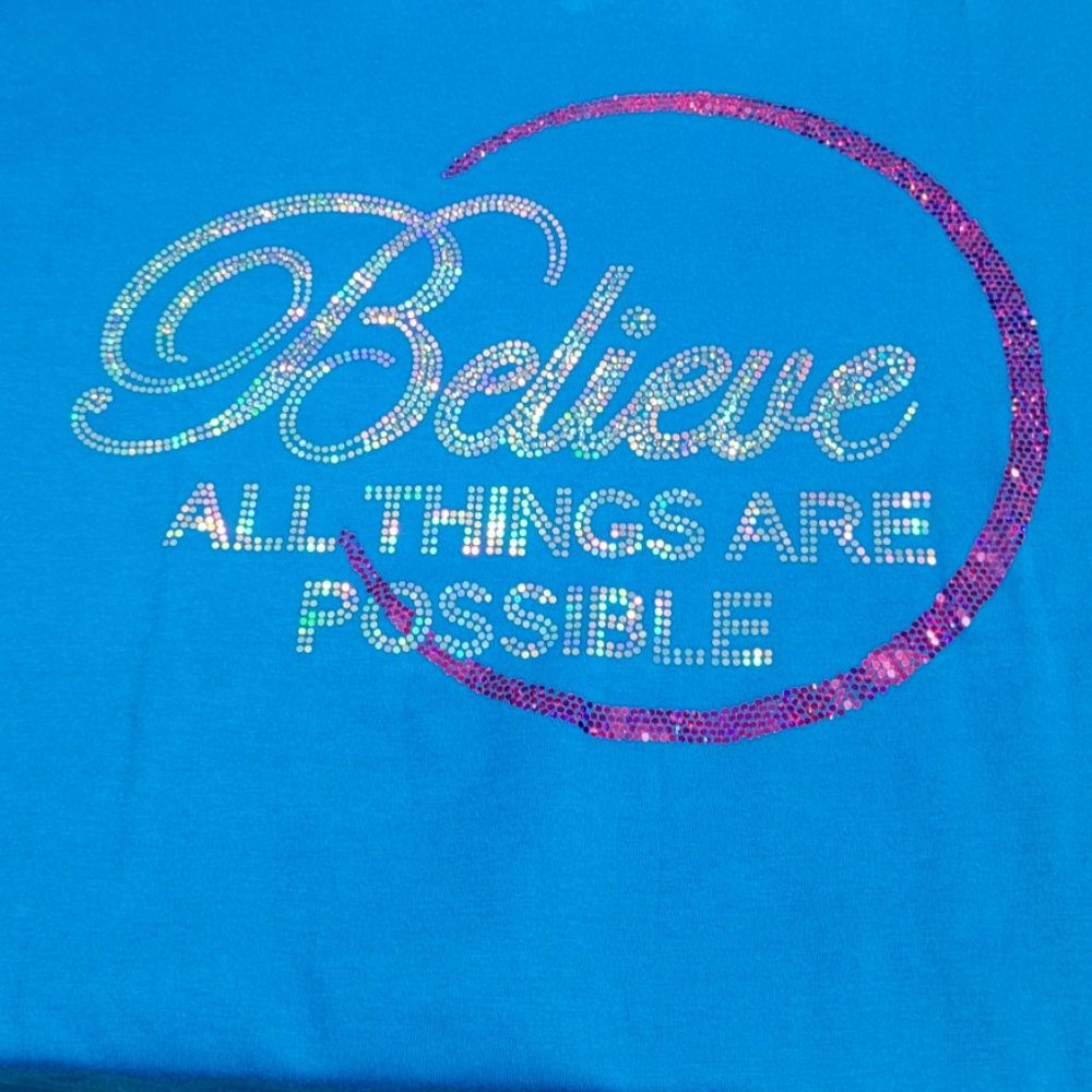NWT Womans Spangle Believe T Shirt